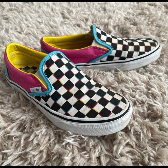 pastel rainbow checkered vans